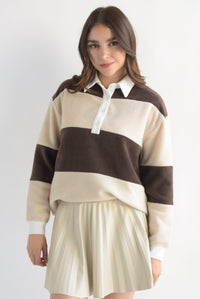Fashion Styled Blusa polo franjas Espresso & Ivory