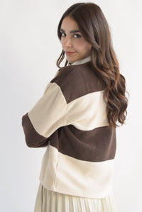 Fashion Styled Blusa polo franjas Espresso & Ivory