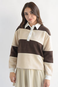 Fashion Styled Blusa polo franjas Espresso & Ivory