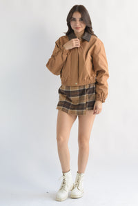 Fashion Styled Skort cuadros franela Café