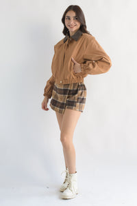 Fashion Styled Skort cuadros franela Café
