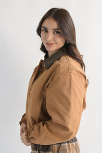 Fashion Styled Chamarra bomber cuello pana Camel