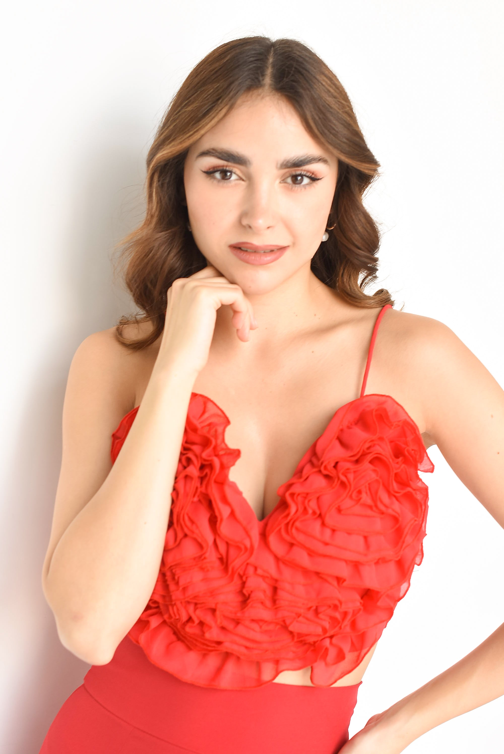 Top corazón escarolas Rojo