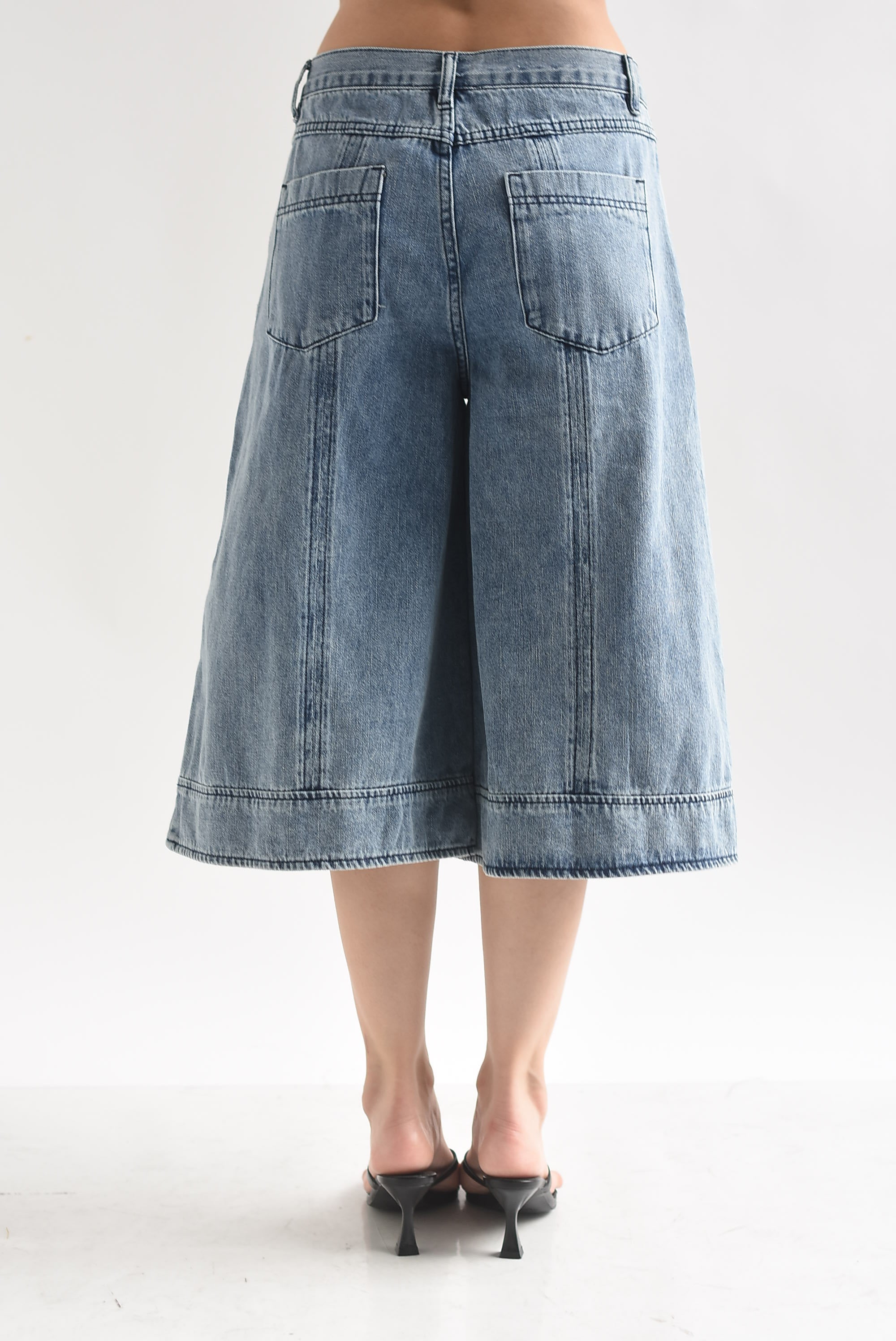 Bermuda Denim culotte pinzas