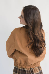 Fashion Styled Chamarra bomber cuello pana Camel
