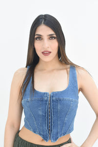 Fashion Styled Corset Denim broches Medium