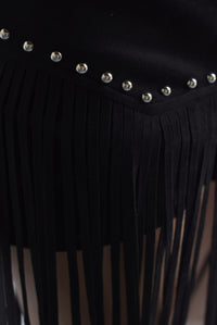 Fashion Styled Short flecos largos suede Negro
