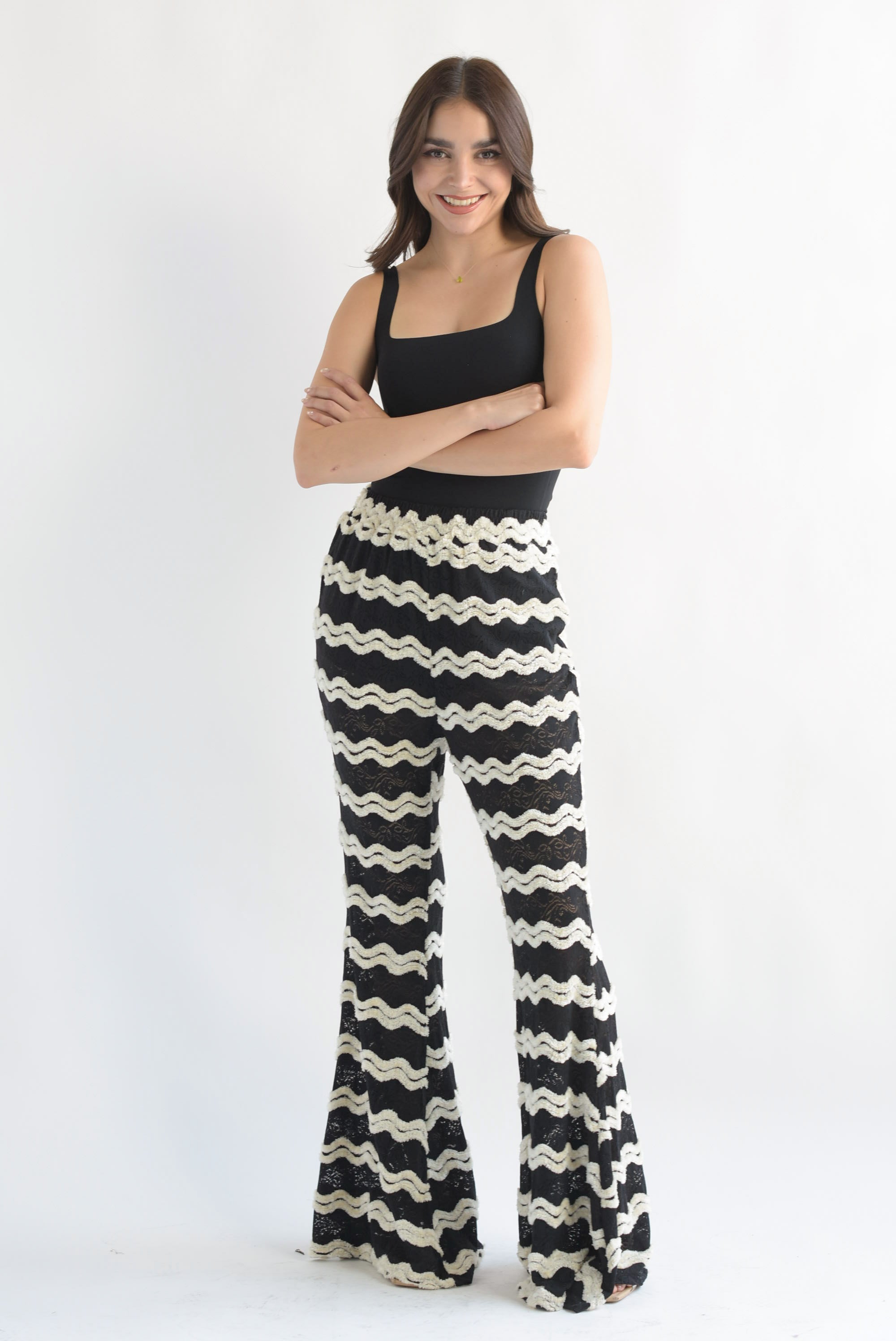 Pantalón encaje ondas Blanco & Negro