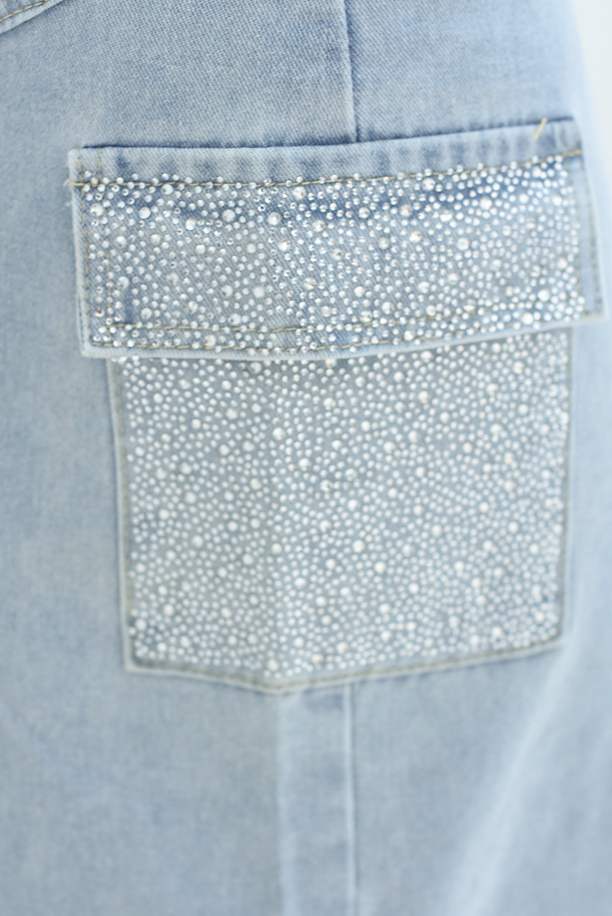 Falda denim cargo brillos Light