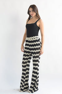 Fashion Styled Pantalón encaje ondas Blanco & Negro