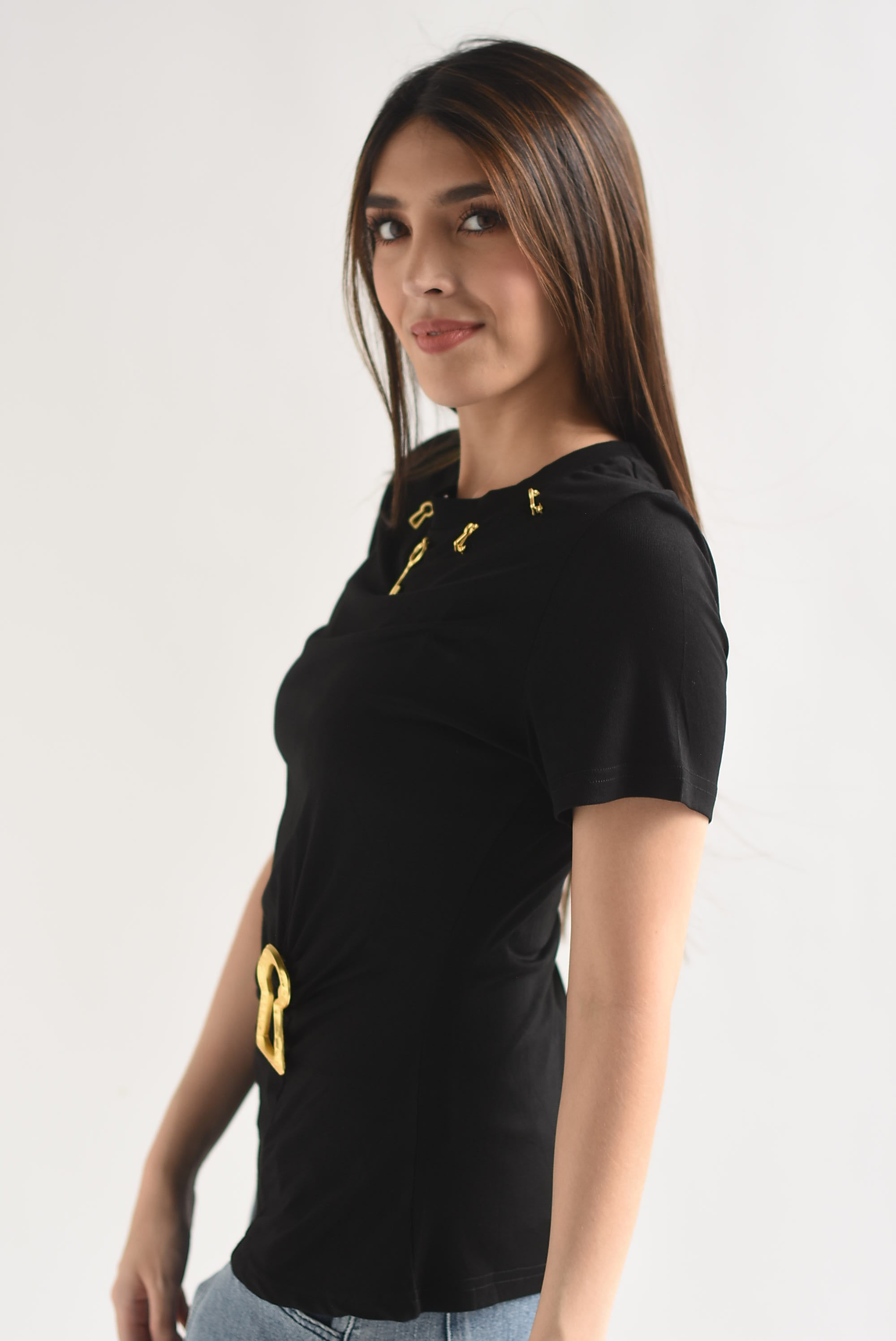 T-Shirt drapeado broche cerradura
