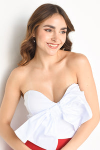 Fashion Styled Top strapless maxi moño Blanco