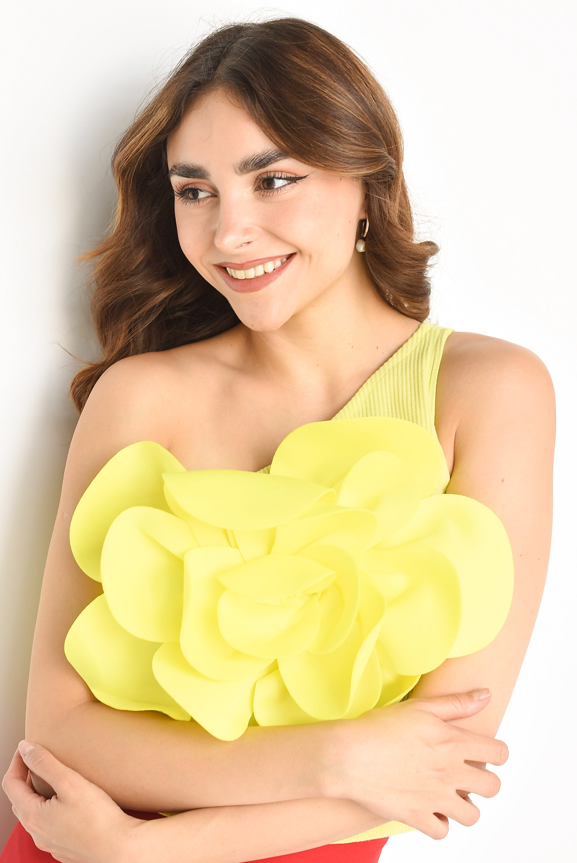 Blusa asimétrica maxi flor Lime