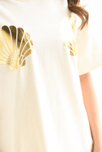 Fashion Styled T-Shirt holgada conchas Ivory