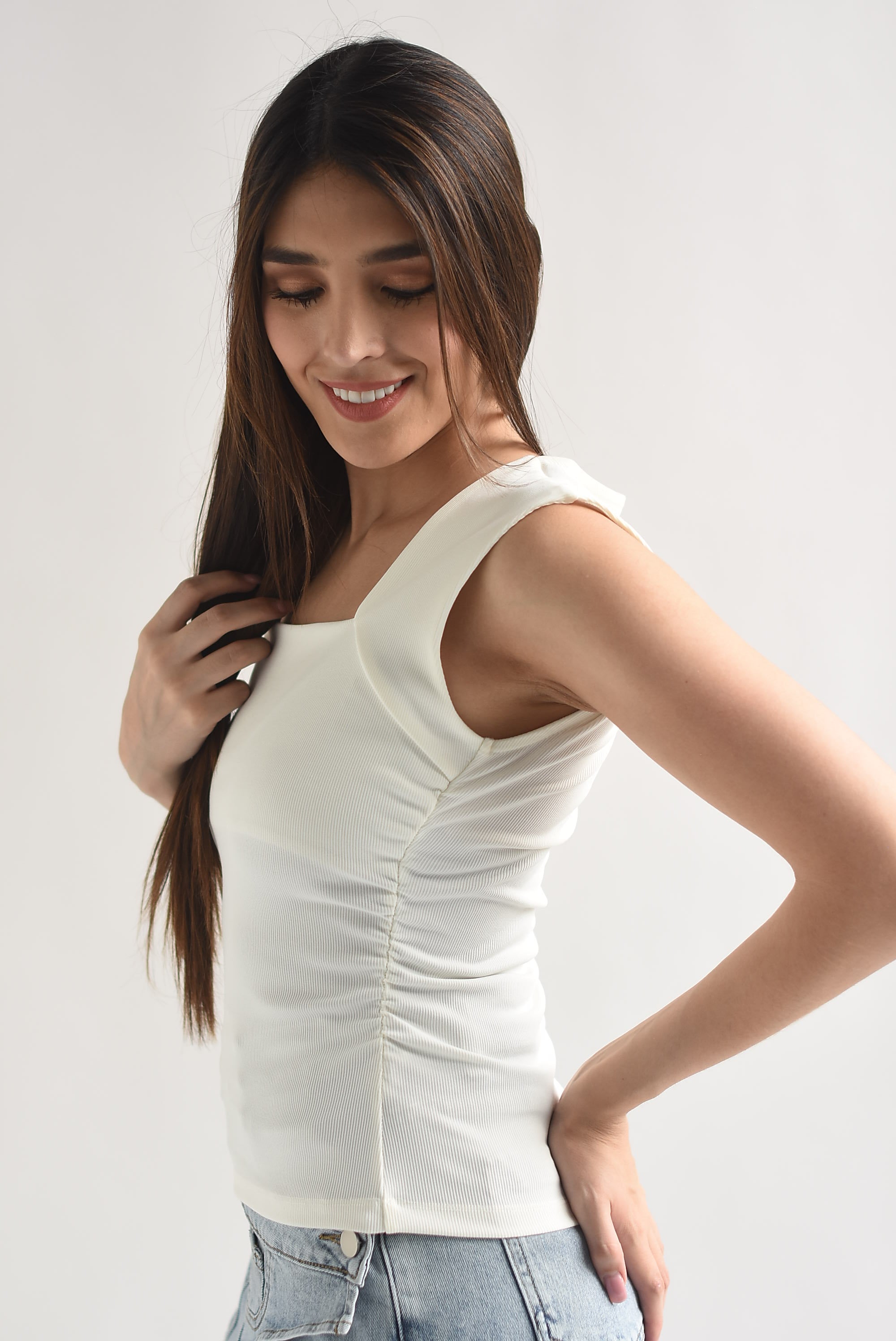 Blusa acanalada escote cuadrado