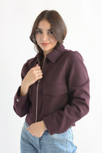 Fashion Styled Chamarra cargo fleece Vino