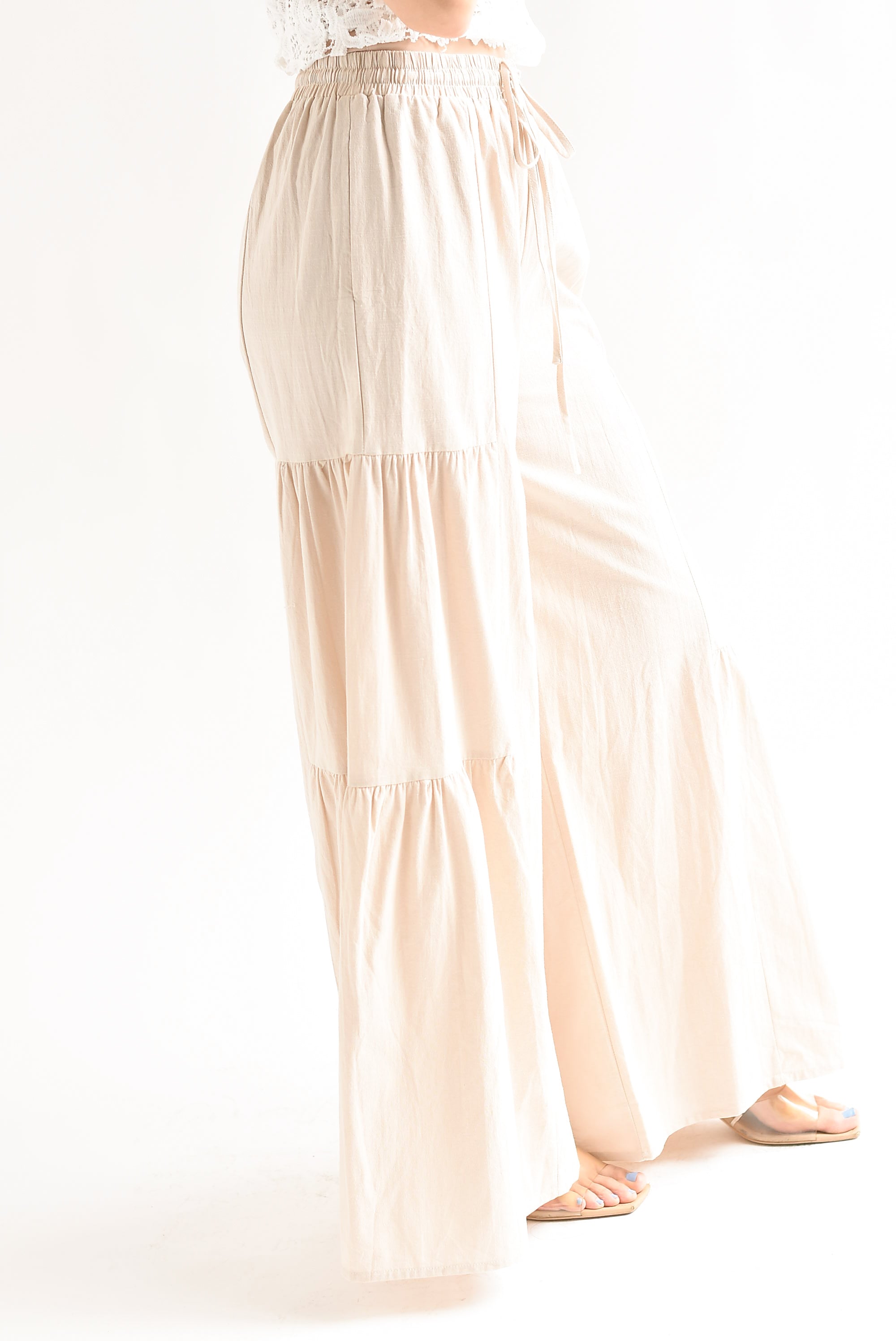 Pantalón boho algodón Crudo