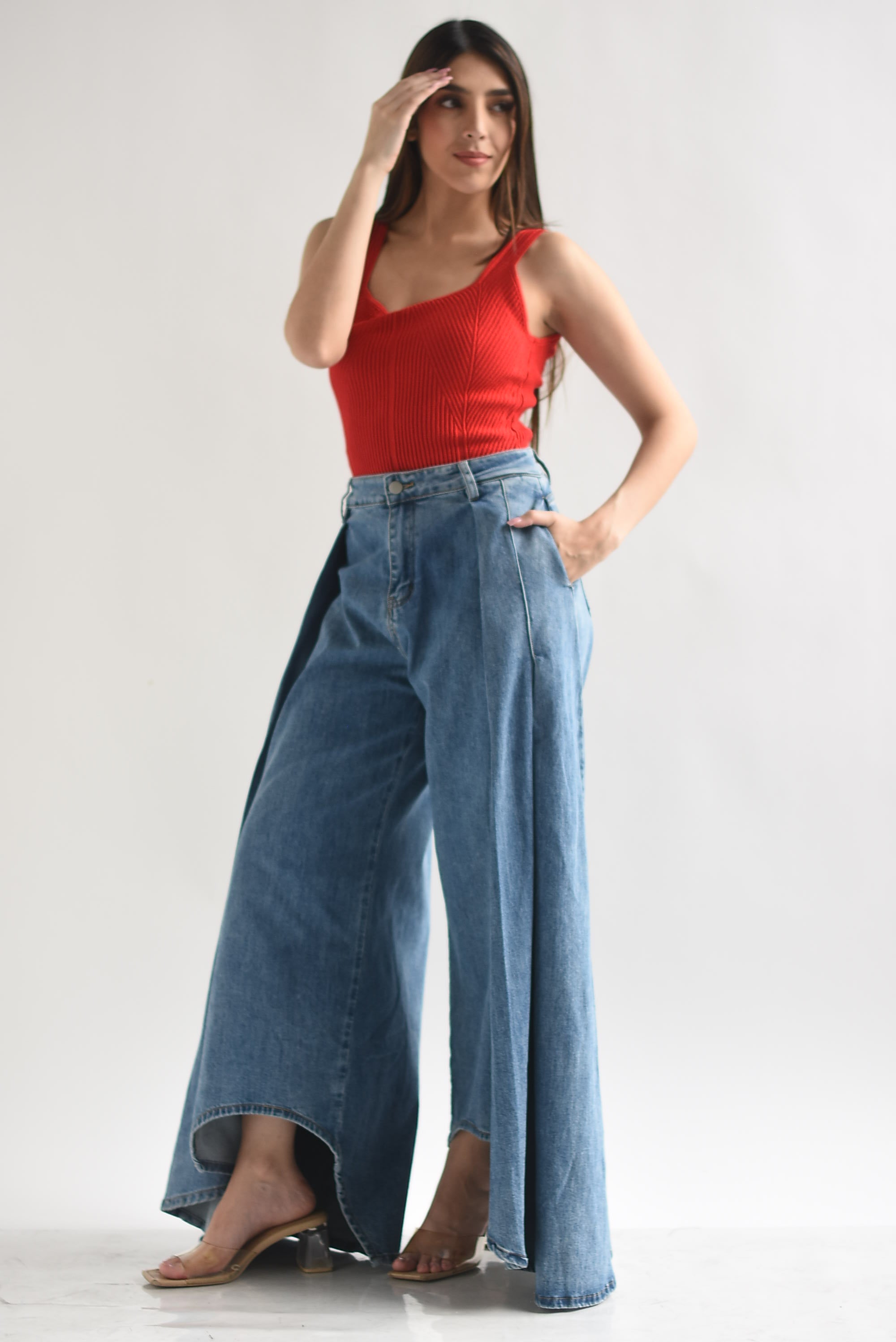 Jeans faldón pinzas