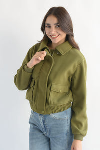 Fashion Styled Chamarra bomber fleece Verde Sage