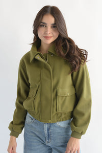 Fashion Styled Chamarra bomber fleece Verde Sage