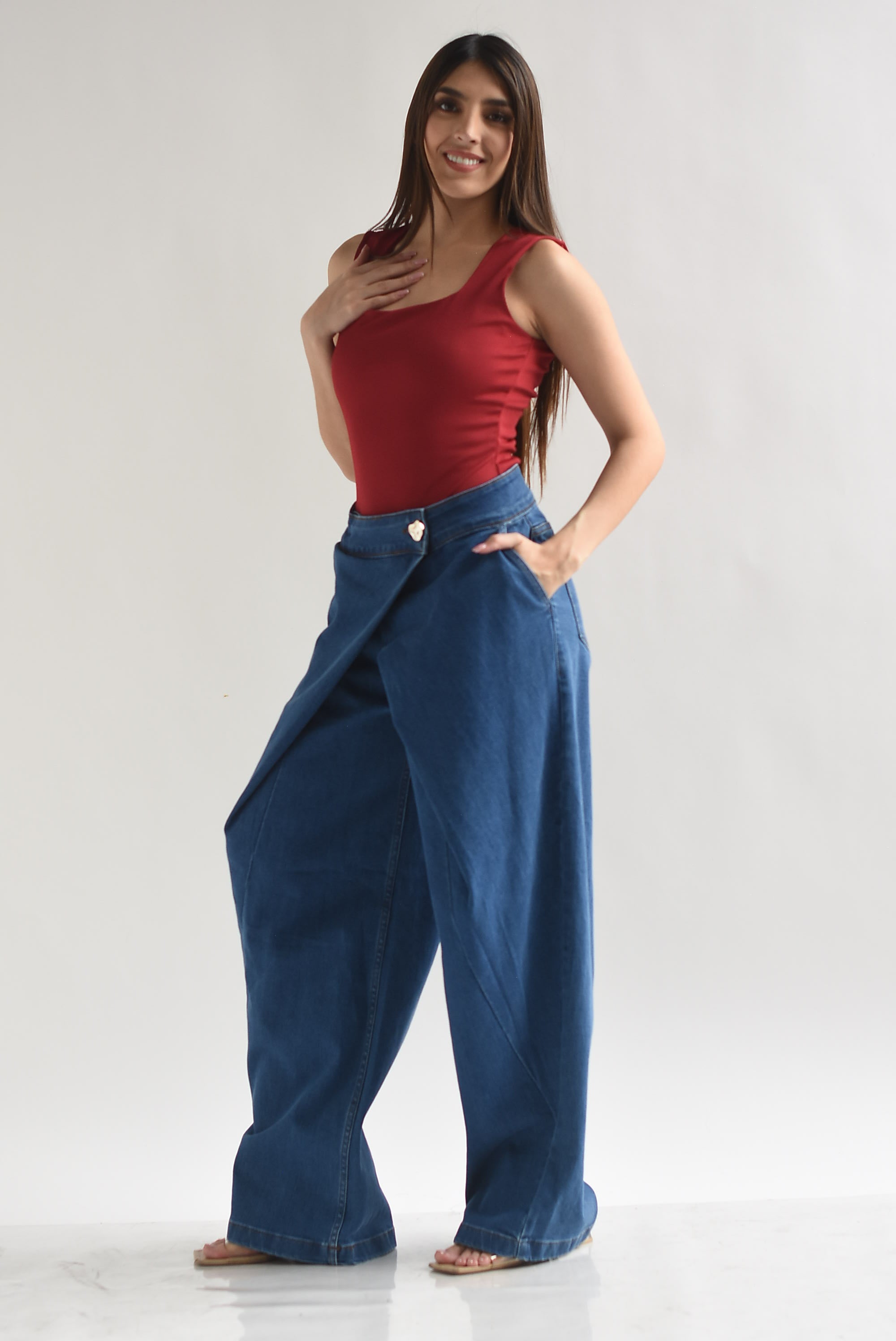 Jeans wide envolvente