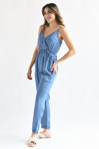 Fashion Styled Jumpsuit cruzado tipo Denim