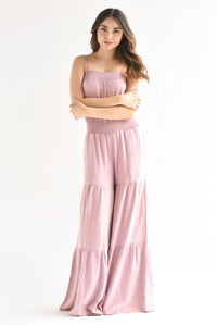 Fashion Styled Jumpsuit denim pierna súper wide Mauve
