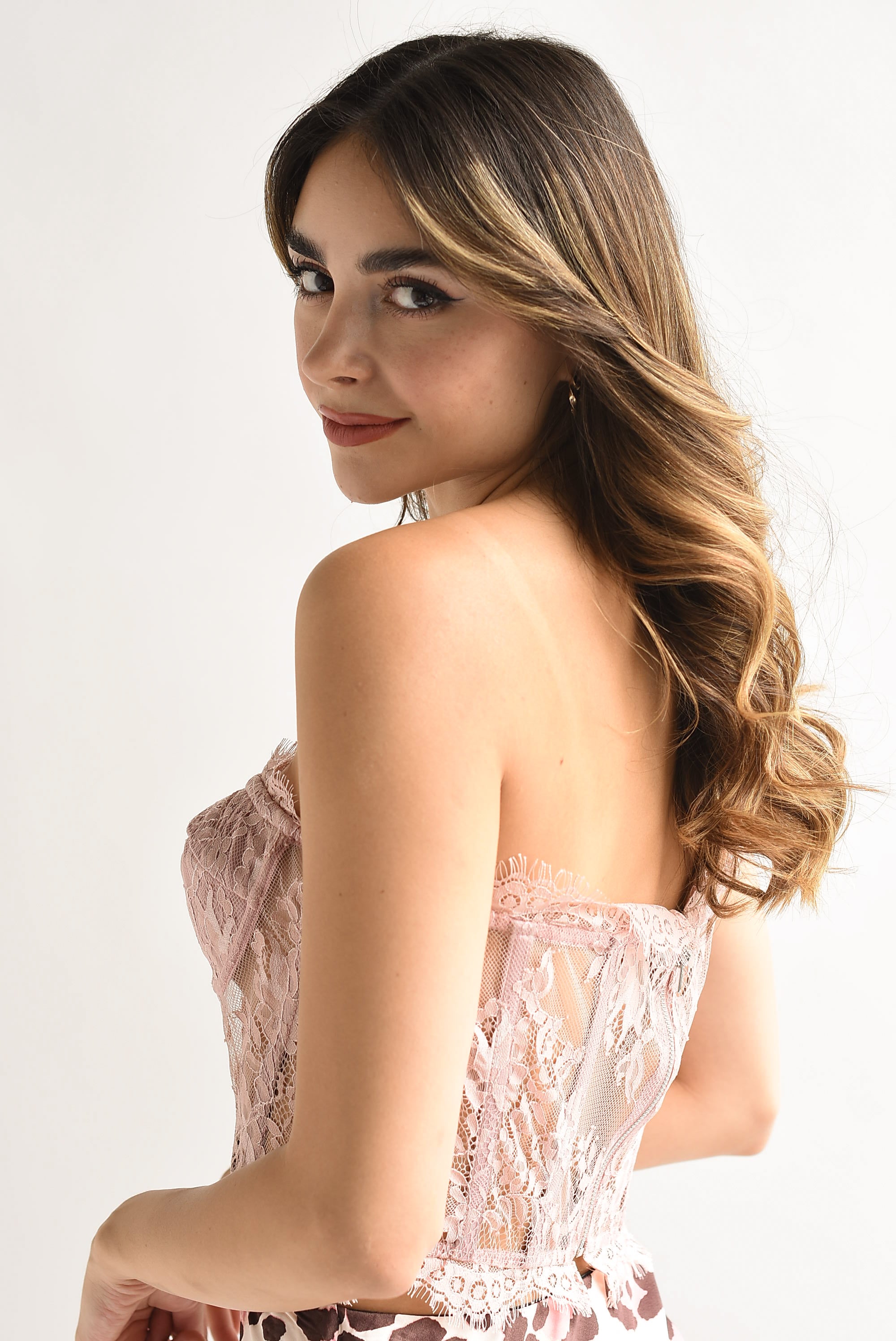 Bustier encaje Rosa palo