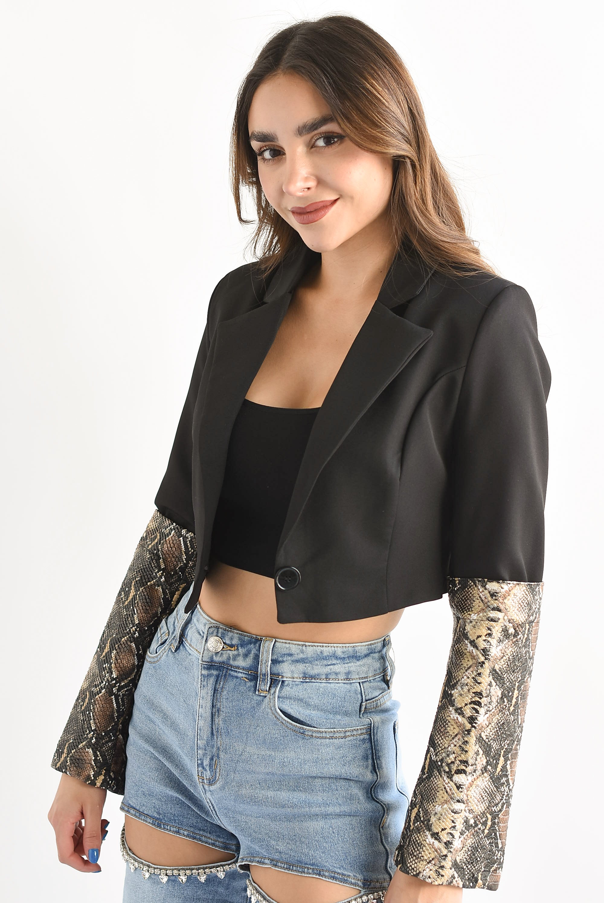 Blazer crop Snake Negro