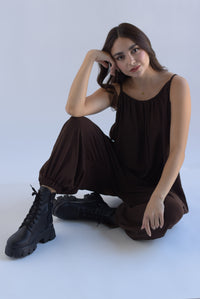 Fashion Styled Jumpsuit globo Espresso