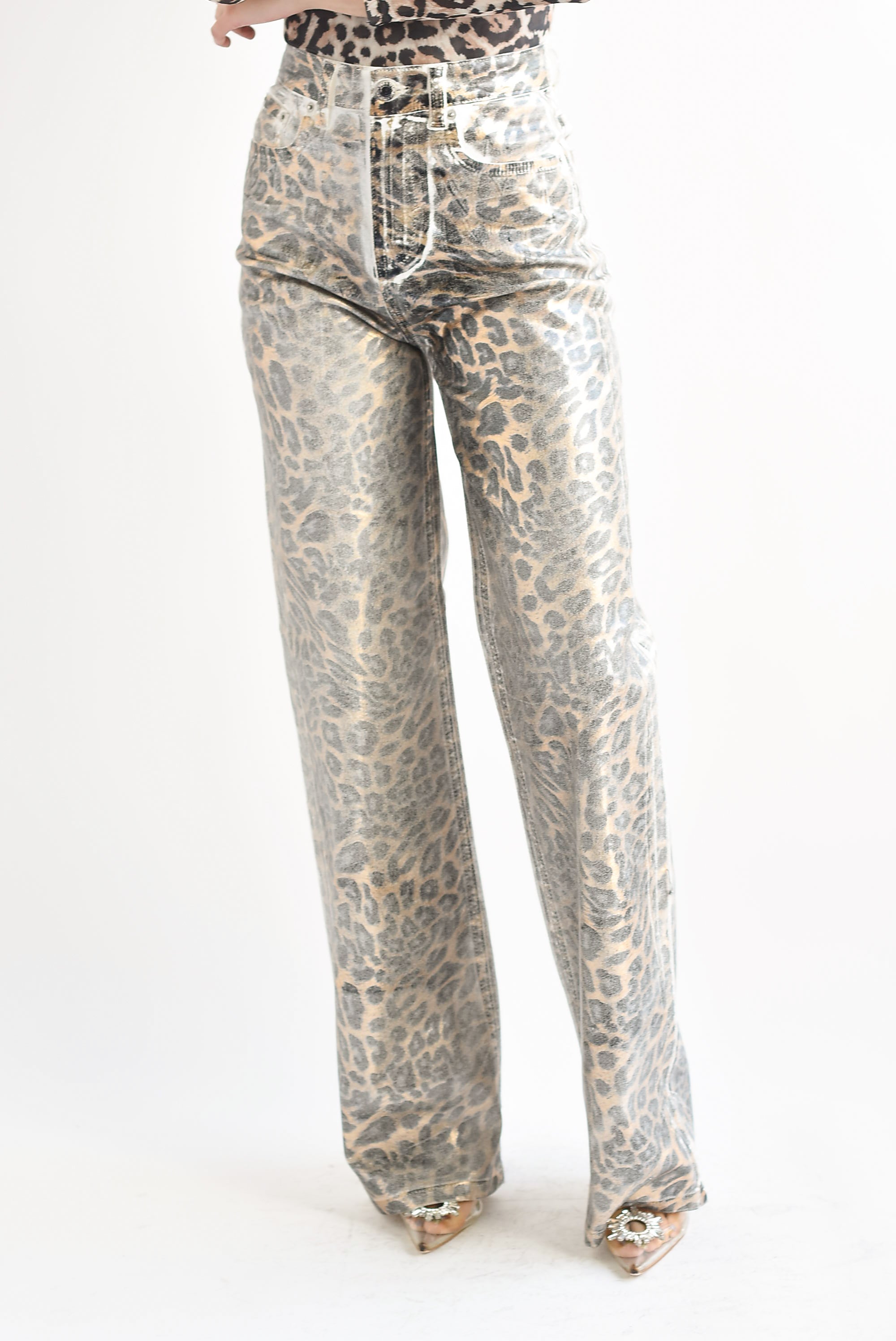 Jeans foil Leopardo Blanco