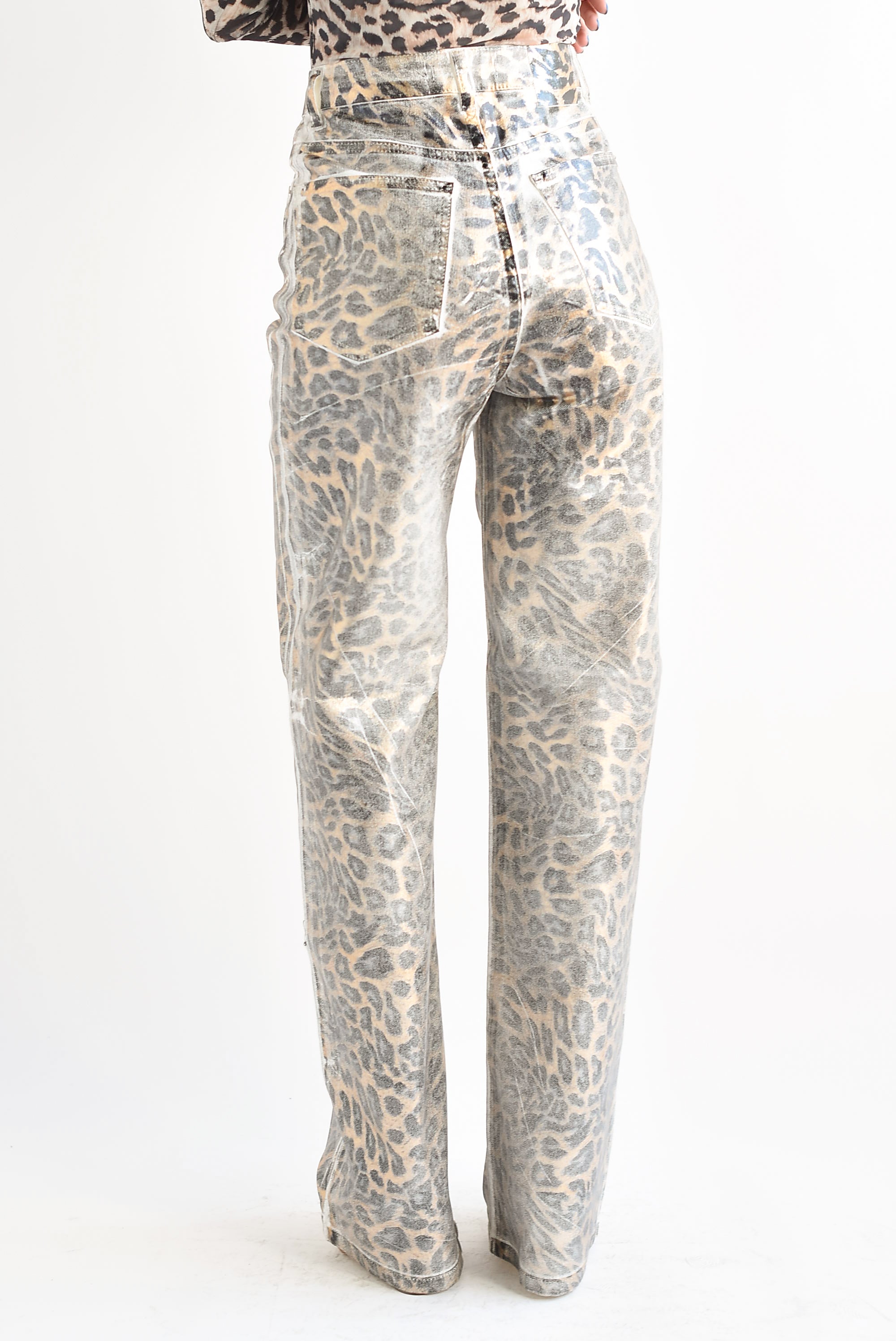Jeans foil Leopardo Blanco