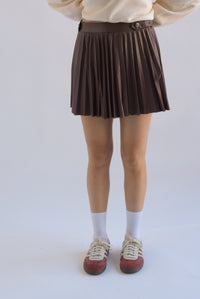 Fashion Styled Falda mini plisada vinipiel Espresso
