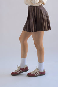 Fashion Styled Falda mini plisada vinipiel Espresso