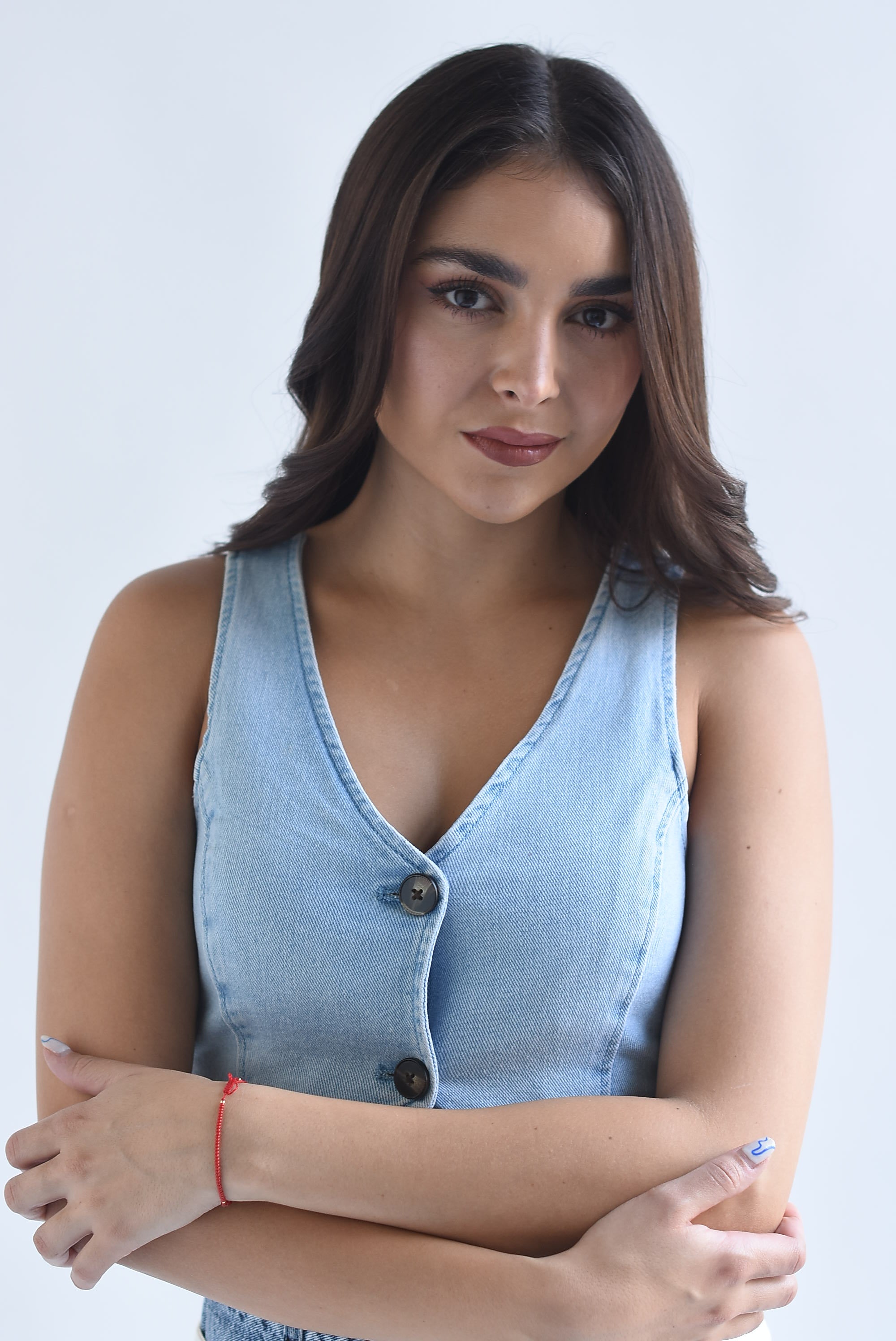 Chaleco corto Denim botones