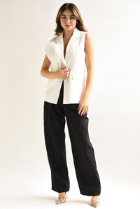 Fashion Styled Chaleco Flor 3D Blanco