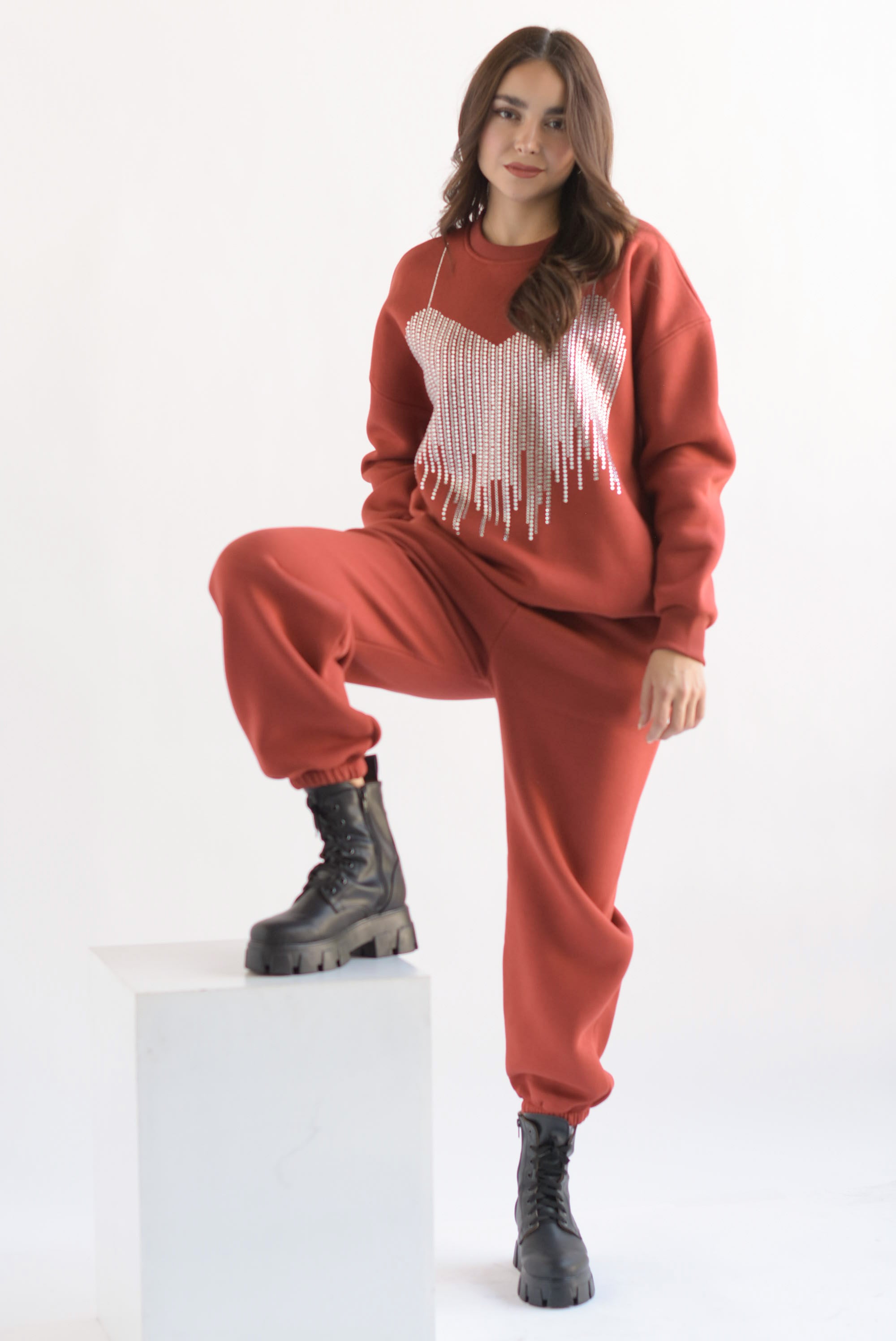 Set Pantalón y Sudadera corset brillos Shedron