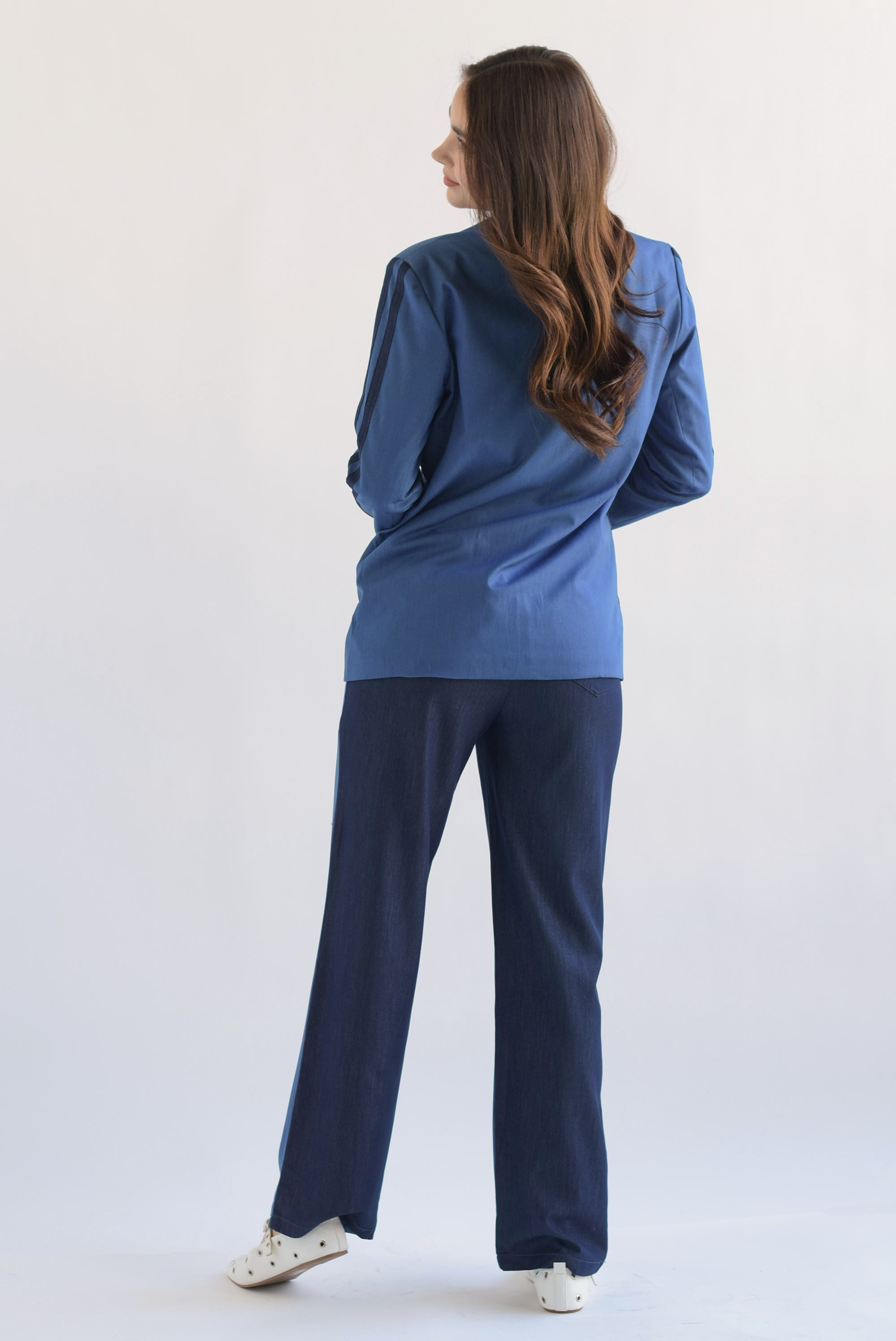 Set Pantalón y Blazer track bitono Azul denim