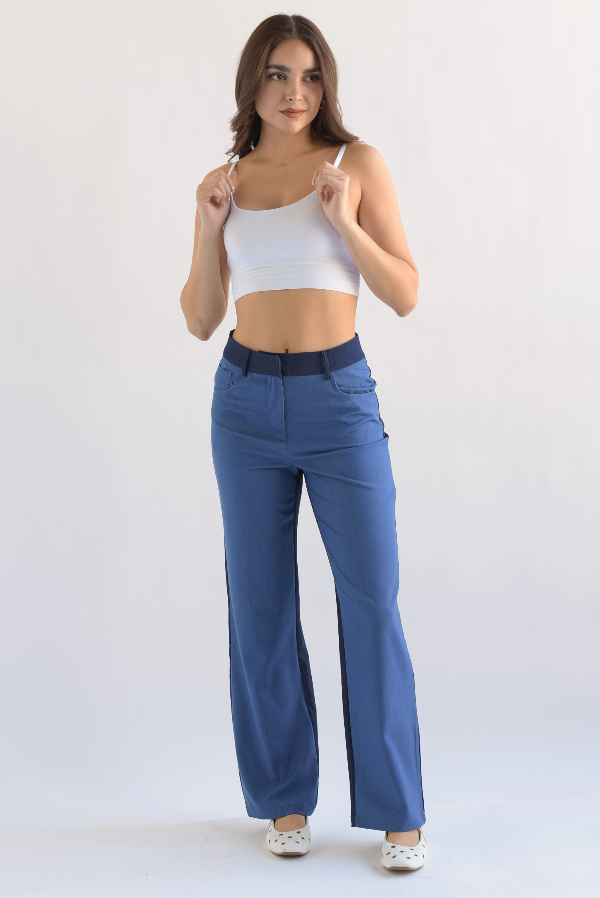 Set Pantalón y Blazer track bitono Azul denim