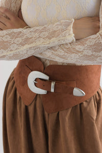 Fashion Styled Cinturón ancho elástico suede Café