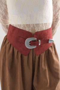 Fashion Styled Cinturón ancho elástico suede Vino