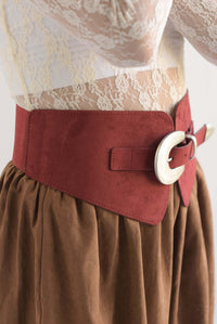 Fashion Styled Cinturón ancho elástico suede Vino