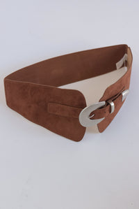 Fashion Styled Cinturón ancho elástico suede Café