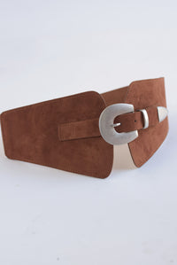 Fashion Styled Cinturón ancho elástico suede Café