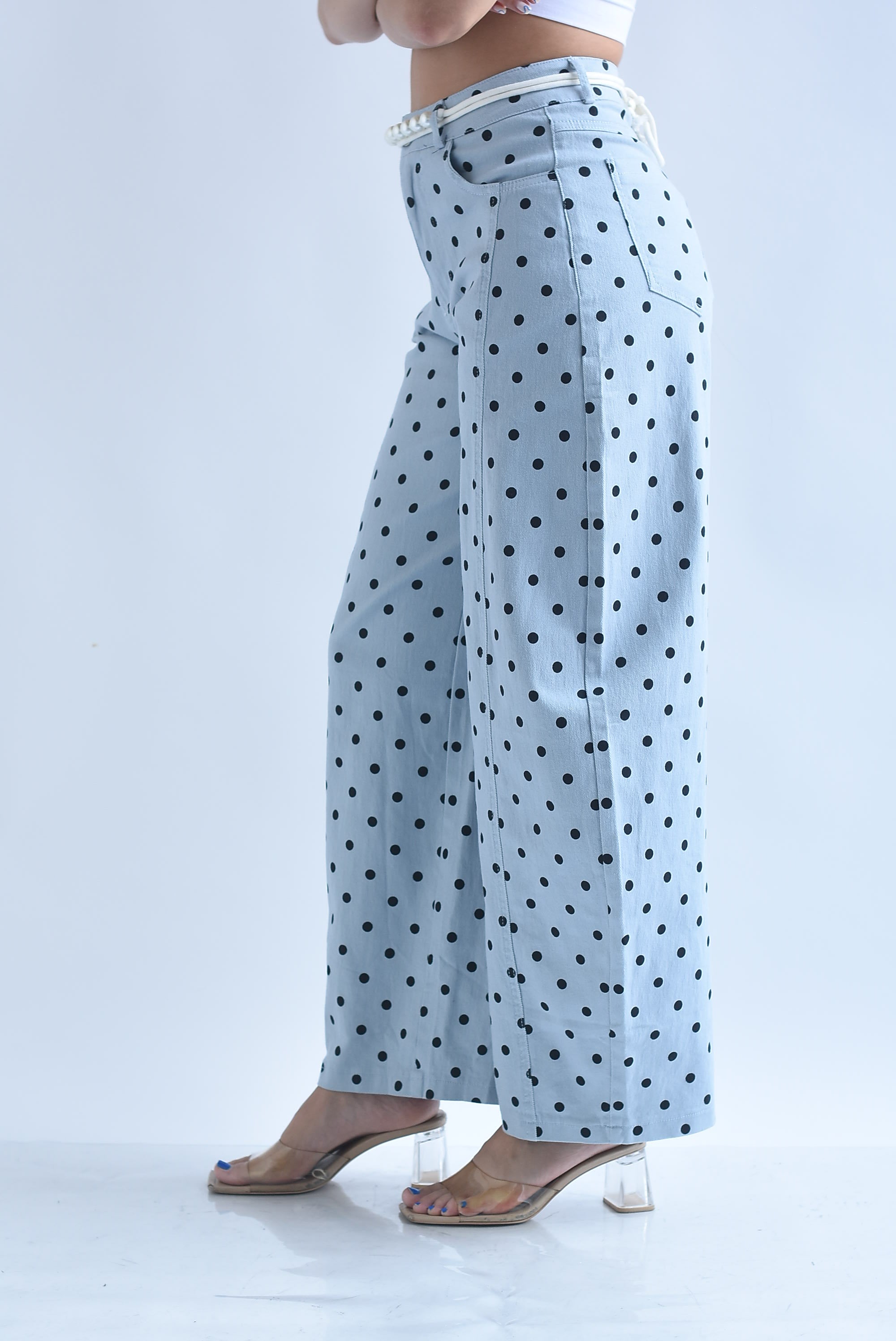Jeans barrel polka dots jareta perlas