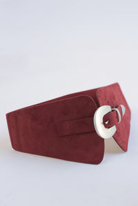 Fashion Styled Cinturón ancho elástico suede Vino