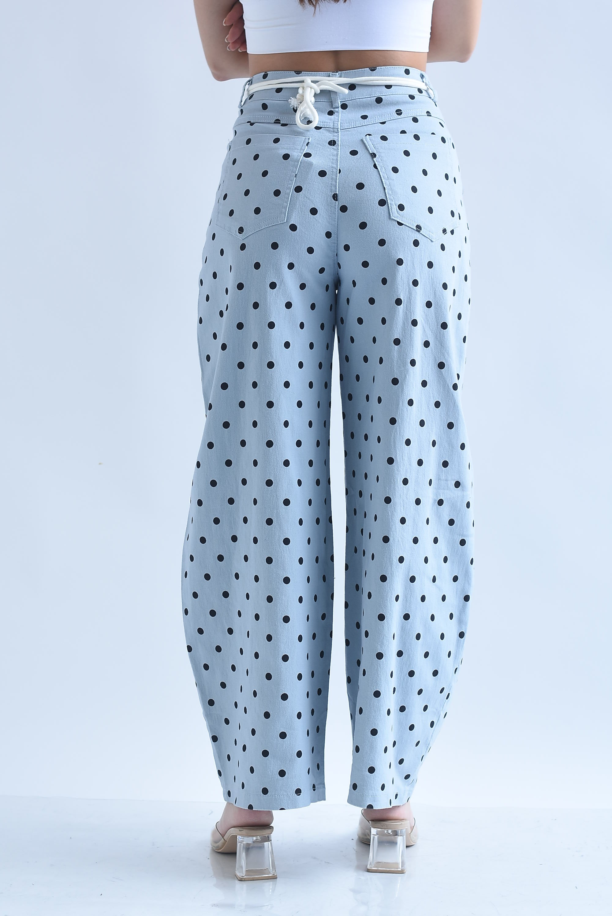 Jeans barrel polka dots jareta perlas