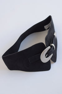 Fashion Styled Cinturón ancho elástico suede Negro