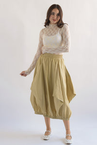 Fashion Styled Falda globo picos Kaki