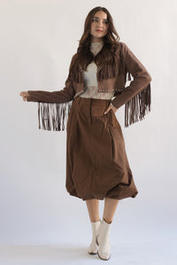 Fashion Styled Falda globo con trabilla Café